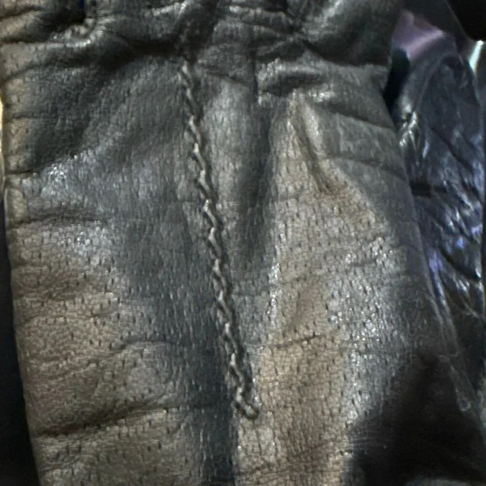 Vintage 1990s Black‎ Leather Gloves Thinsulate Thermal Lined Size Medium